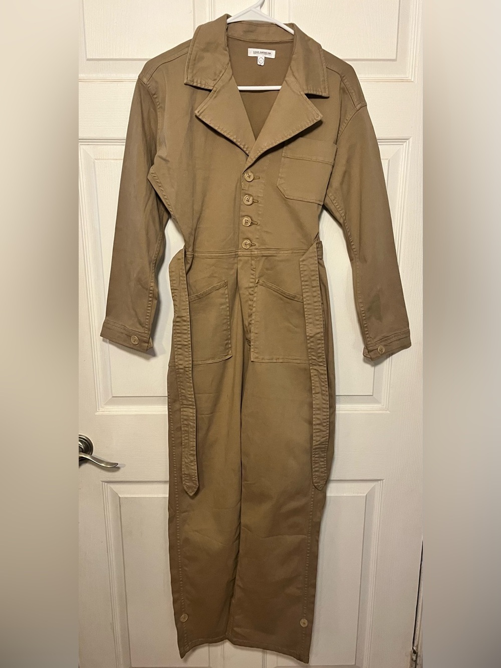 Good American Khaki Utility Jumpsuit Jacket